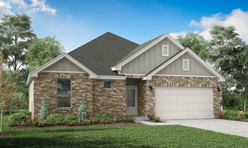 new construction cottage homes in Kyle Texas - Anthem Cottages The Sparrow Elevation A Rendering